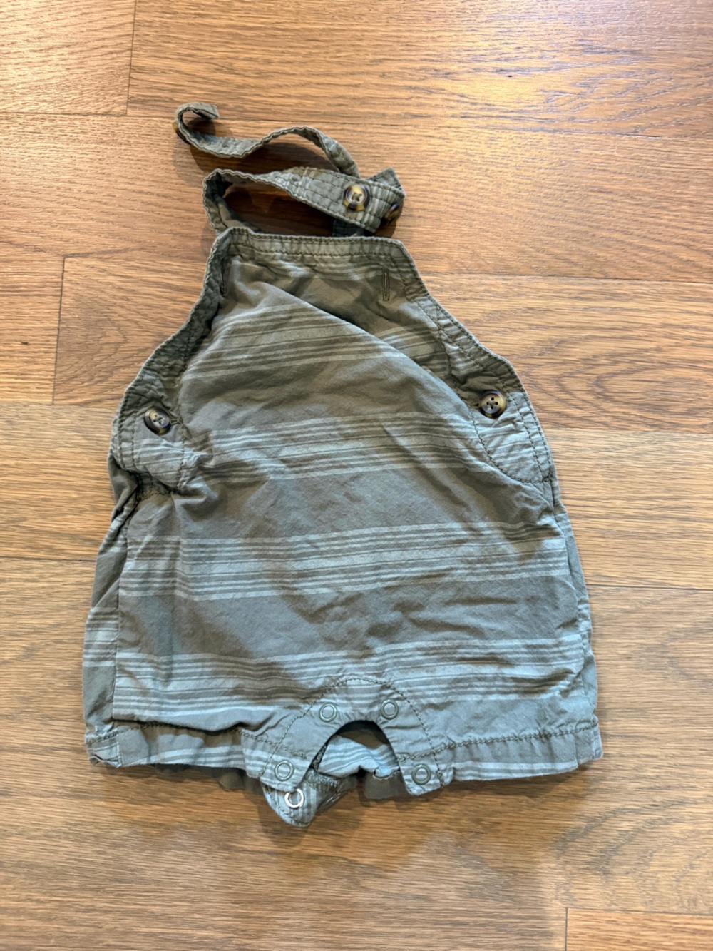 Striped Olive Green Baby Romper